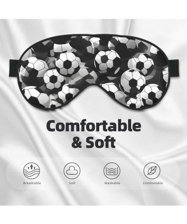Black & White Soccer Ball Eye Mask | Soft Imitation Silk Adjustable Night Blindfold 4x7.9 in - Perfect for Sleep & Travel - Buy Online on GoSupps.com