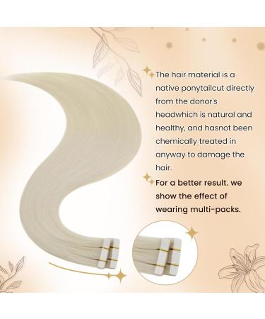 Hetto 40cm Real Hair Tape In Extensions - White Blonde #60 - 5PCs - Premium Quality & Easy Application - Buy Online on GoSupps.com