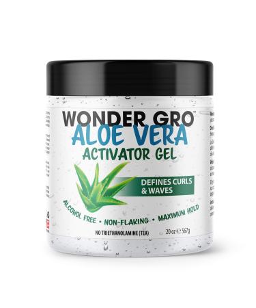 Wonder Gro Aloe Vera Activator Gel  20 fl oz - Non-Flaking  Alcohol-Free - Defines Curls & Waves