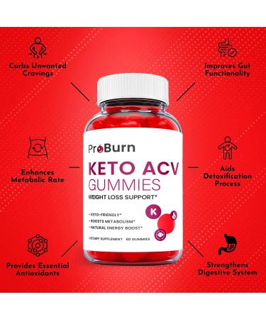 Pro Burn Keto Gummies with Apple Cider Vinegar - Vegan Non GMO - 180 Gummies (3 Pack) - Advanced Formula Keto Supplement - Buy Online on GoSupps.com
