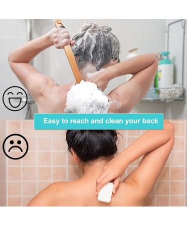 Premium Black Shower Sponge with Handle Back Brush & Body Massage Peeling Sponge for Adults Ideal for Relaxing Baths & Exfoliation - Buy Online on GoSupps.com
