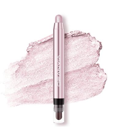 Lucoss Cream eyeshadow pen highly pigmented eyeshadow pen pearl-gloss-silk-silk-lid shadow pen waterproof long-lasting eye highlighter stick (#02 champagne-pink)
