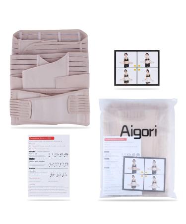 Aigori 3 in 1 Postpartum Belly Wrap- C Section Belt for Postnatal Recovery - XL Beige - Buy Online on GoSupps.com