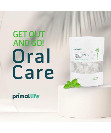 Primal Life Organics Dirty Mouth Toothpaste Chews - Nano-Hydroxyapatite Whitening Tablets for Adults - Gluten Free Vegan Paleo | Sparkling Spearmint Flavor - Buy Online on GoSupps.com