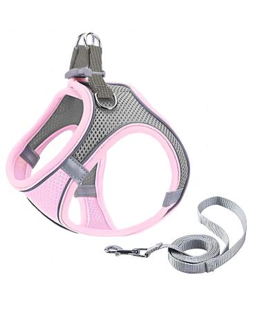 Giapinst dog harness Small dogs no pull dog harness adjustable pet safety dishes with breathable mesh and reflective stripes for medium-sized dogs (L pink and gray) l (chest: 18.9-21.2 ") pink and gray