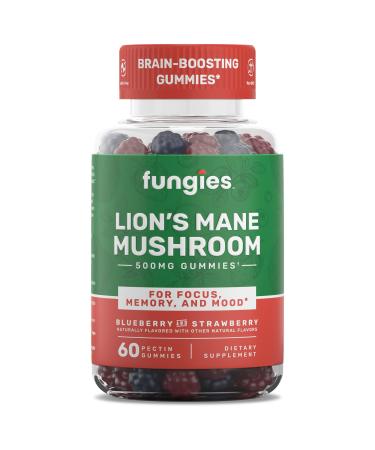 Lion's Mane Mushroom Gummies by Fungies - Brain Boosting Gummies w/ 500mg Lion's Mane  Promotes Focus, Memory, and Mood - 60 Count (Natural Berry Flavor, Gelatin-Free, Gluten-Free, Non-GMO, Vegan) - Buy Online on GoSupps.com