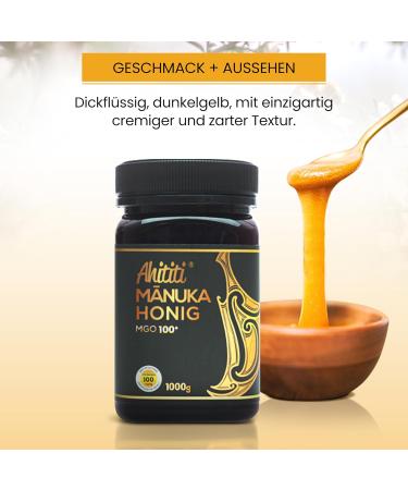 Ahititi MGO Manuka Honey 100+ 1000g filled sealed 100 pure from New Zealand with certified methylglyoxal content natural manuka honey from the manuka plant 100 manuka vegetarian MGO100+ 1000g - Buy Online on GoSupps.com