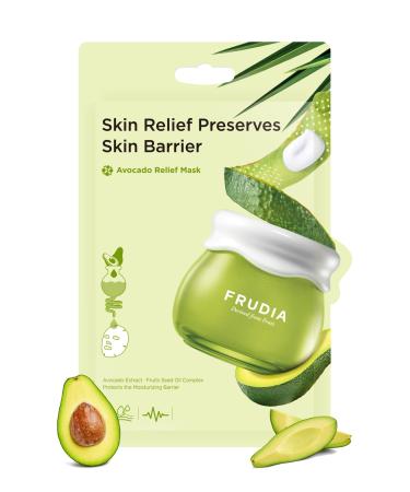 FRUDIA WELCOS Avocado Relief Mask | Calming Face Mask w/Avocado Extract Centella Asiatica & MadecassosideX4 | Korean Face Mask Skin Care (Pack of 10)