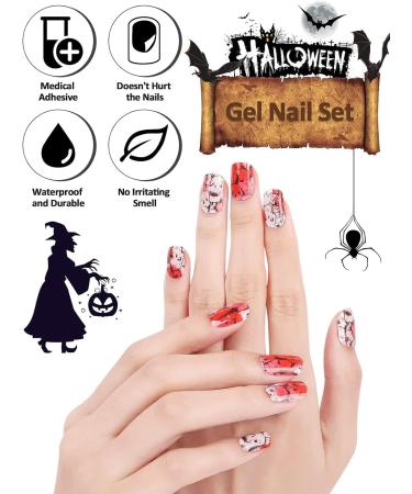 EBANKU Halloween Gel Nail Polish Strips - 20 Full Wraps Stickers with Skull Blood Design, Nail File and Stick - Buy Online on GoSupps.com