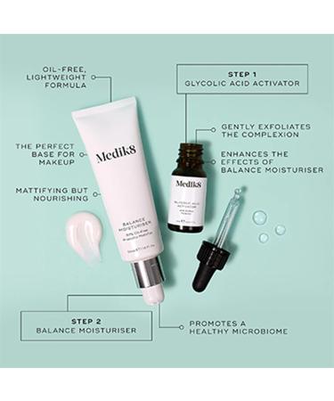 Medik8 Balance Moisturiser with Glycolic Acid Activator 97% Oil-Free Probiotic Mattifier with AHA Surface Perfector 50ml + 10ml - Buy Online on GoSupps.com