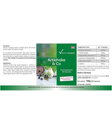 Artichoke complex - 180 capsules for 2 months - 2.5% cynarin with nettle extract and juniper berries - Vegan | Vitamintrend  - Buy Online on GoSupps.com