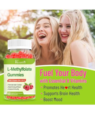 L-Methylfolate 15 mg Gummies with Methyl B12, Folate Supplement for Mood, Brain Health, Immune Support, Raspberry Flavor, 60 Count 60 Count (Pack of 1) - Buy Online on GoSupps.com