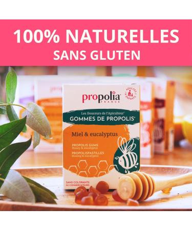 PROPOLIA - Propolis Honey & Eucalyptus gums - Soothes the throat clear the nose and freshens breath - Dietary supplement - 100% natural - Made in France - 45g - Buy Online on GoSupps.com