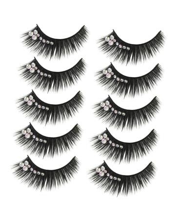 5 Pairs diamond eyelashes artificial kiss lashes royal silk lashes with glitter natural fake eyelash rhinestone eyelashes cosplay fake lashes natural eyelash decor make up cosmetic