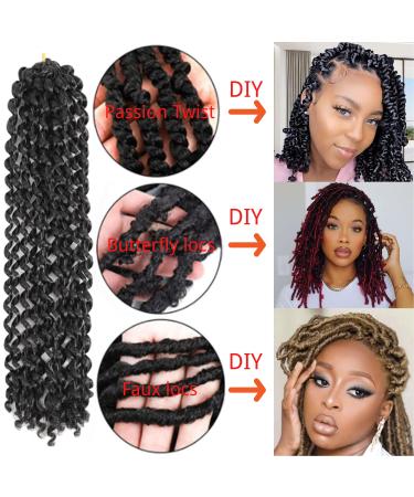 Passion Twist Hair 12 Inch Water Wave Crochet for Black Women - 8 Packs Short Butterfly Locs Bob Spring Twist Extensions - Synthetic Curly Braiding Hair 1B Natural - Buy Online on GoSupps.com