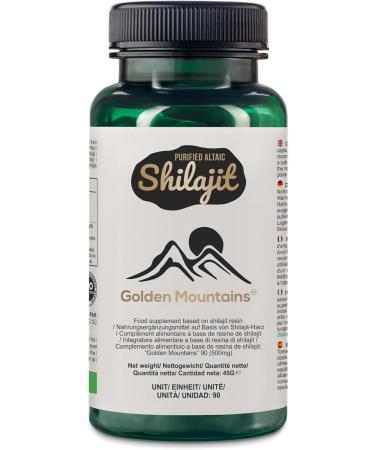 Buy Golden Mountains Shilajit Vegan 90 Capsules | 500 mg Pure Altai Premium Minerals for Optimal Health - Buy Online on GoSupps.com