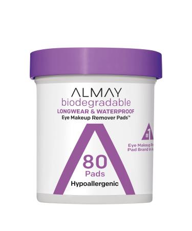 Almay Biodegradable Longwear & Waterproof Eye Makeup Remover Pads- 80 Pads
