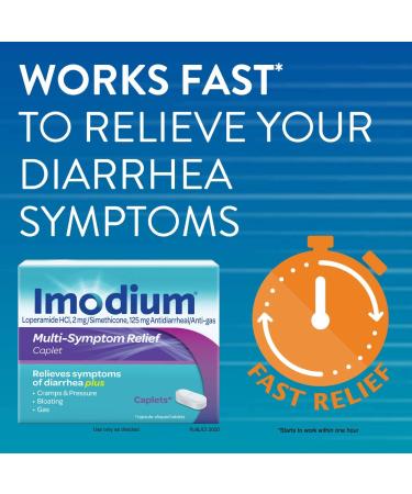 Imodium Multi-Symptom Caplets - 18 ct - Diarrhea Relief with Gas, Bloating, & Cramps - Buy Online on GoSupps.com