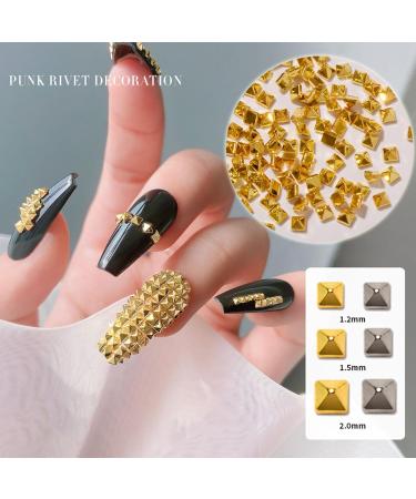 Nail Rivet 200Pcs/Set Nail Rivet Glitter 3D Effect Non-Fading Metal Rivet Art Decoration Street Punk Charm for Manicure Nail Charms Chip Rivet Golden Medium - Buy Online on GoSupps.com