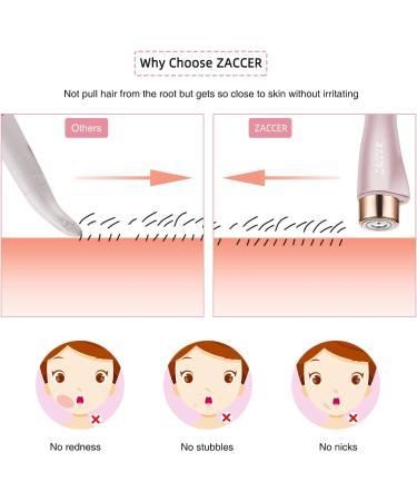Facial Hair Remover ZACCER - Painless Hair Removal for Women - Waterproof Shaver Razor with LED Light - Gold - Buy Online on GoSupps.com