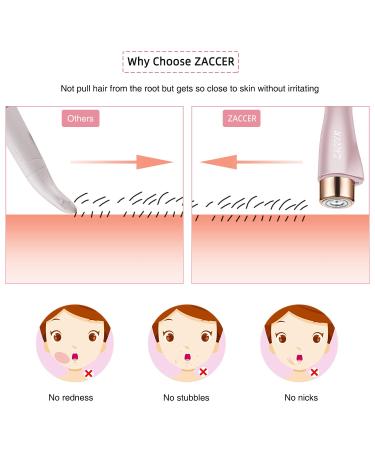 ZACCER Facial Hair Remover for Women - Painless Waterproof Shaver Razor with LED Light (Rose) - Buy Online on GoSupps.com