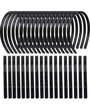 36 Pcs Black Plastic Headbands with Teeth Comb for Women Girls 9mm Hard Plain Thin Hair Bands DIY Accessories for Lady Sold by Zifengcer color1