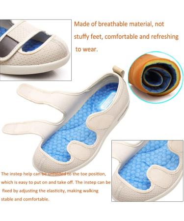 FZYUAN Diabetic Shoes for Elderly Swollen Feet - Extra Wide Memory Foam Sneakers for Women/Men - Easy On/Off Closed Toe Black - Size 12 Women/Size 9 Men - Buy Online on GoSupps.com