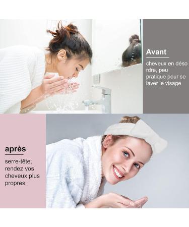 Heyu-Lotus Spa Bowknot Hair Bands | 4-Piece Coral Fleece Makeup Headbands for Face Wash Shower Yoga & Skin Care - Black White Gray Blue - Buy Online on GoSupps.com