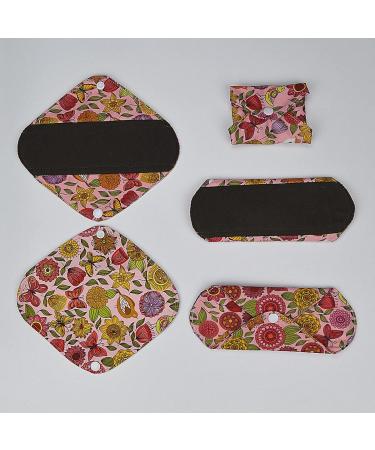 5 Piece Charcoal Bamboo Mama Cloth Menstrual Pads Reusable Sanitary Pads Pantyliner 8 Inch Bloom - Buy Online on GoSupps.com