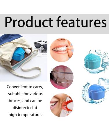 2 Pack Denture Bath Case Dental False Teeth Container Retainer case Denture Cup Soaking Holder False Teeth Container Mouth Guard Brace Denture Bath(Dark Blue Light Blue) - Buy Online on GoSupps.com