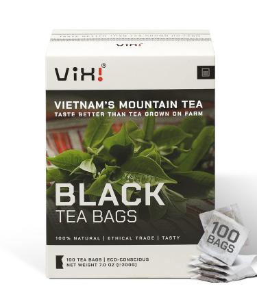 VIXI Black Tea Bags Vietnam's Mountain Tea Taste Better than Tea Grown on Farm 100 Bags 100% Natural from Ancient Tea Tree for Hot and Cold Brew (Vietnamese Tea 7.00 Oz) Black tea - Bag 100 Count (Pack of 1)