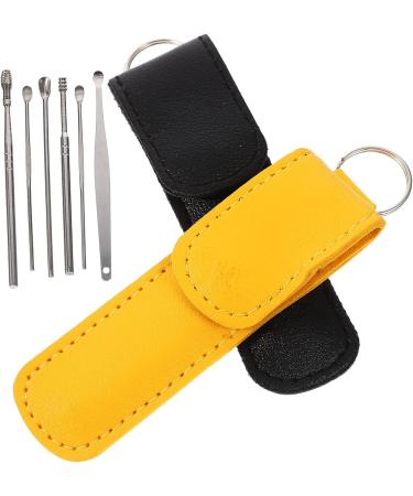 Stainless Steel Ear Cleaning Tool Set - 8 Pieces for Earwax Removal and Ear Hygiene - Black Yellow - 10x3x1cm - Buy Online on GoSupps.com