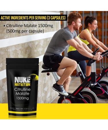 Nuke Nutrition L Citrulline Malate 1500mg Capsules - 365 Count | Boost Circulation & Muscle Recovery | Vegan & Natural | High Strength Supplement - Buy Online on GoSupps.com