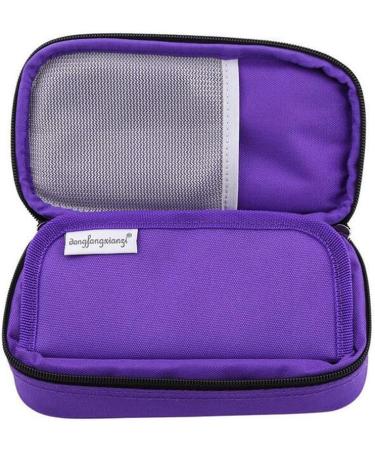 Vianber Portable Insulin Organizer Cooling Bag - Medical Travel Protection Box for Diabetics with 2 Cooling Packs - Purple - Buy Online on GoSupps.com