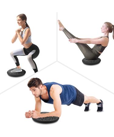 EVERYMILE Inflated Balance Board Wobble Cushion - Extra Thick Core Exercise & Physical Therapy Training for All Ages - Black - Buy Online on GoSupps.com