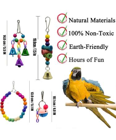 Chikanb 10-Piece Parrot Toys Set - Natural Wood Bird Cage Swings & Toys for Small & Medium Pets - Buy Online on GoSupps.com