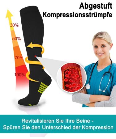 Blongw Compression Stockings for Men - 6 Pairs of Support Knee Socks for Sports Flight & Travel - XL Size - Buy Online on GoSupps.com