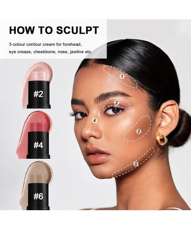 Buy 2024 Cream Contour Stick Makeup Set - Blush Bronzer & Highlighter Sticks | Long Lasting Natural Makeup for Beginners | Fast International Shipping - Buy Online on GoSupps.com