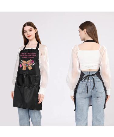 PLITI Nail Tech Apron For Women Life Is Too Short To Wait For Your Nails To Dry Nail Technician Gift Manicurist Gift Wait nails dry APU - Buy Online on GoSupps.com
