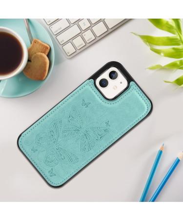 Bizzib for iPhone 12/12 Pro Case Leather Wallet with Card Holder Flip Cover Kickstand Card Slots Double Magnetic Clasp Shockproof Heavy Duty Protective Case for iPhone 12/12 Pro 6.1in-Butterfly Green - Buy Online on GoSupps.com
