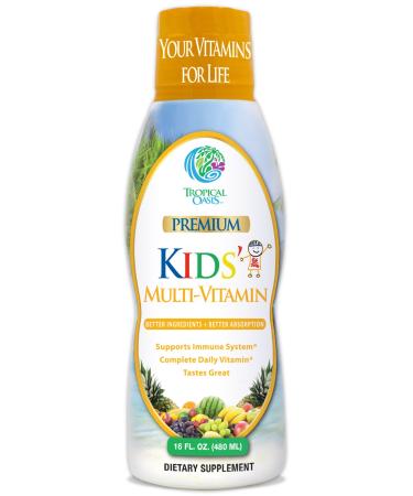 Premium Liquid Multivitamin For Kids | Sugar Free Kids Vitamins | 100% DV of 14 Vitamins for Kids | Multivitamin for Children Ages 4+ | Great Tasting  Non-GMO  Max 98% Absorption Rate- 16 oz  32 Serv