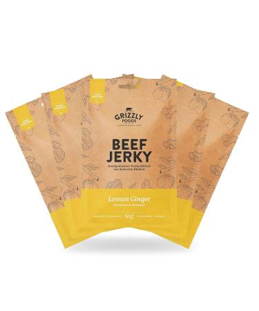 Buy German Beef Jerky - Lemon Ginger Flavor | 5 Pack (250g) - Premium Dried Beef | International Shipping Available - Buy Online on GoSupps.com