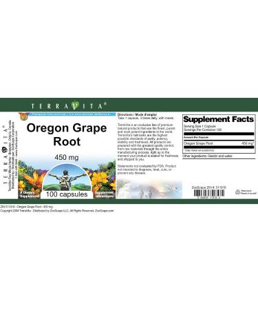 Oregon Grape Root - 450 mg (100 Capsules ZIN: 511916) - 3 Pack - Buy Online on GoSupps.com