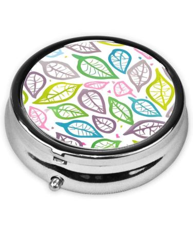 Coloured Foliage Round Pill Box Organizer | 3 Compartment Portable Travel Pill Container - Buy Online on GoSupps.com