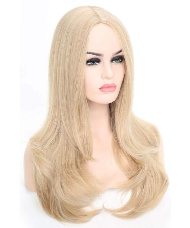 COSYMAY Blonde Wig for Women Long Synthetic Wig with Wavy Ends 22'' Natural Wave Cosplay Wig Glueless Heat Resistant Costume Wig Daily Wear Middle Part Full Wig