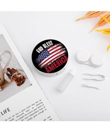 God Bless America Round Case For Contact Lens Kit Storage Box with Mirror Printed - Buy Online on GoSupps.com