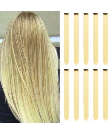Blonde Hair Extensions Clip In for Girls 22 Inch Colorful Straight Hair Extensions for Party Highlights Colored Hair Accessories Hair Pieces for Women 10pcs-Blonde