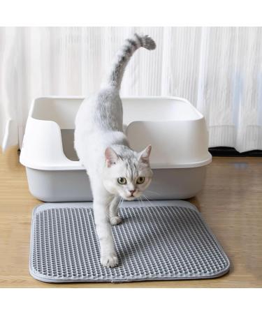 Large Cat Litter Mat 60 x 45 cm Double Layer Waterproof Litter Trapping Mat Honeycomb Large Holes Design for Scatter Control Non-Toxic Nonslip Grey - Buy Online on GoSupps.com