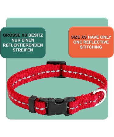 Premium Reflective Dog Collar - Adjustable Nylon for Small & Large Dogs Multiple Colors & Sizes - Dey XS Red  - Buy Online on GoSupps.com