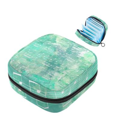 Muooum menstrualpolster bag zipper women's bonds pocket tampons collect bags for women girls (green tie dye musical notes) Color 10